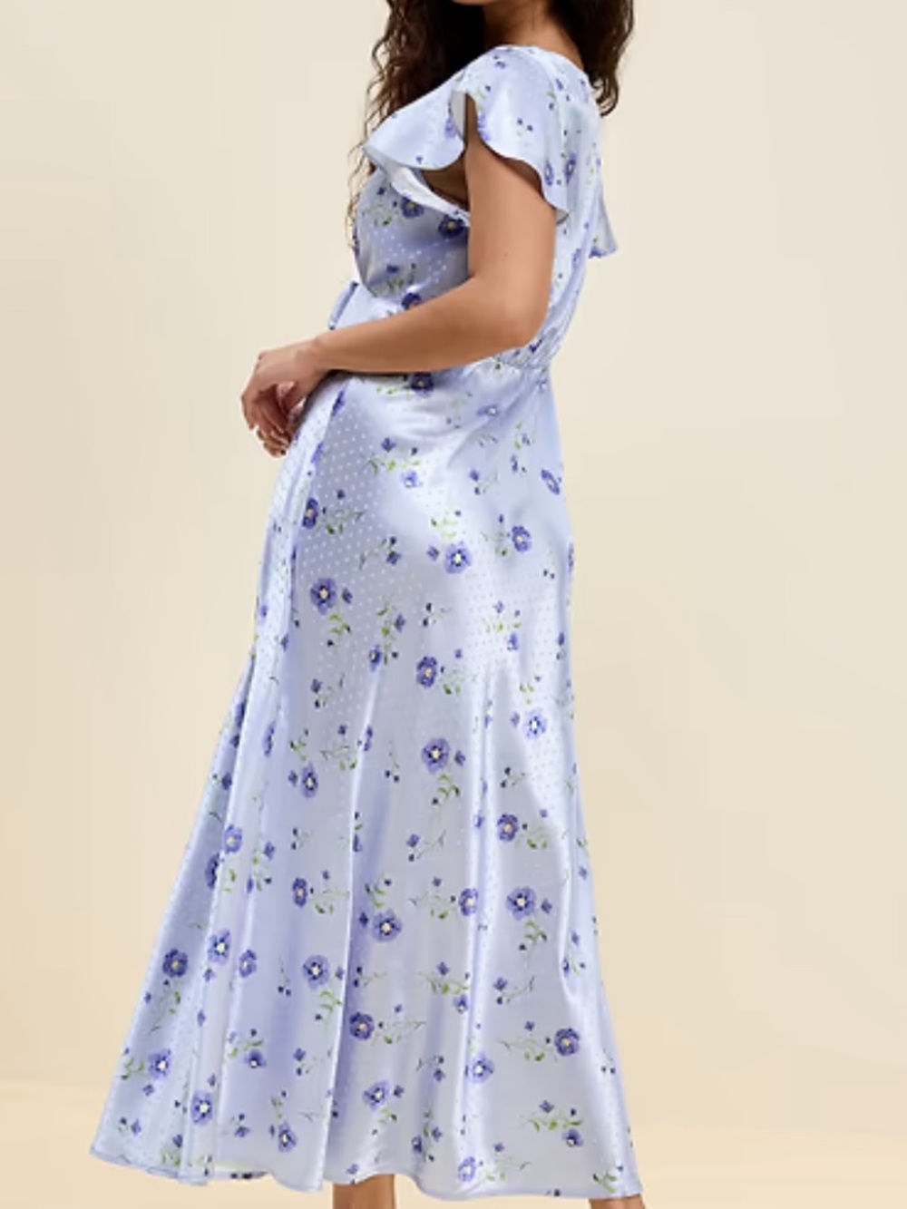 Old Navy Lavender Floral Satin Maxi Skirt